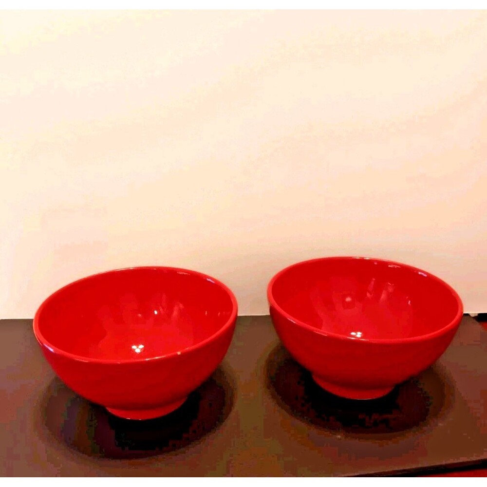 Waechtersbach Germany Cherry Red Soup Cereal Bowls Set of 2 Vintage West Germany